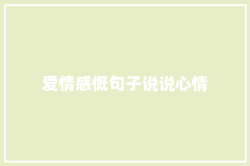 爱情感慨句子说说心情
