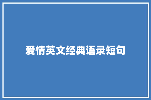 爱情英文经典语录短句