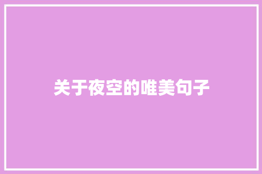 关于夜空的唯美句子