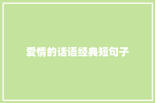 爱情的话语经典短句子