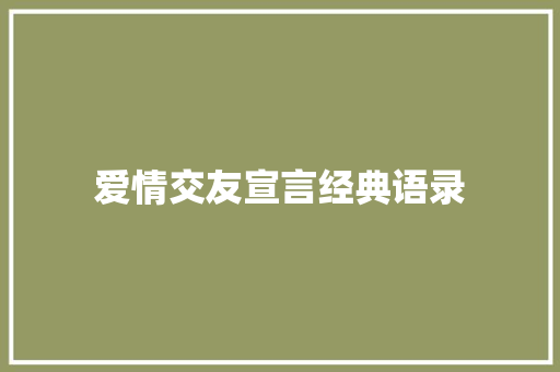 爱情交友宣言经典语录