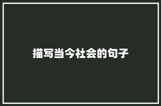 描写当今社会的句子