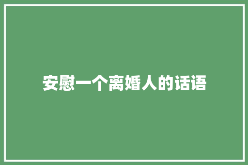 安慰一个离婚人的话语