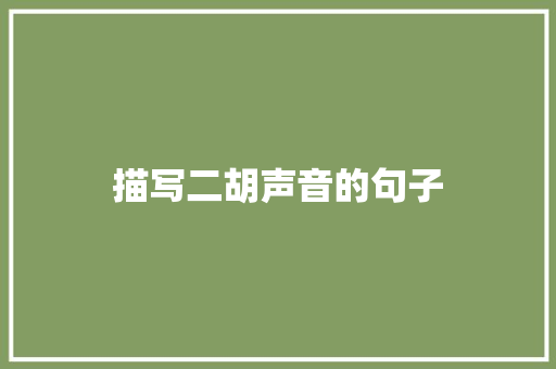 描写二胡声音的句子