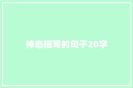 神态描写的句子20字