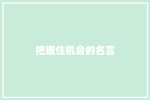 把握住机会的名言