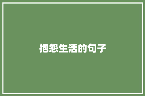 抱怨生活的句子