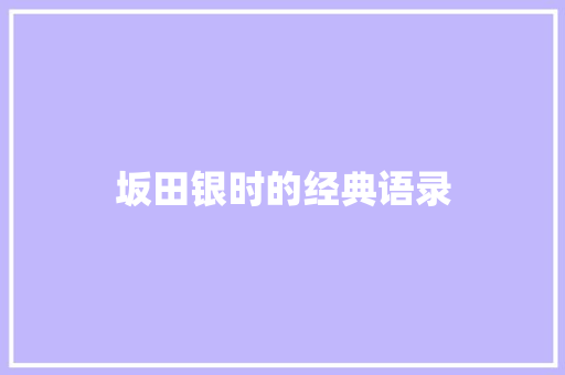 坂田银时的经典语录