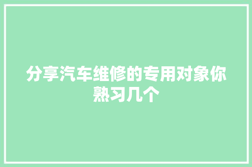 分享汽车维修的专用对象你熟习几个