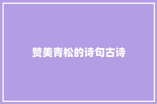 赞美青松的诗句古诗