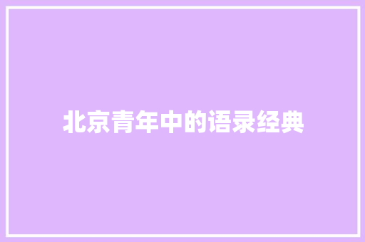 北京青年中的语录经典