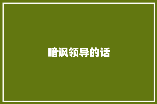 暗讽领导的话