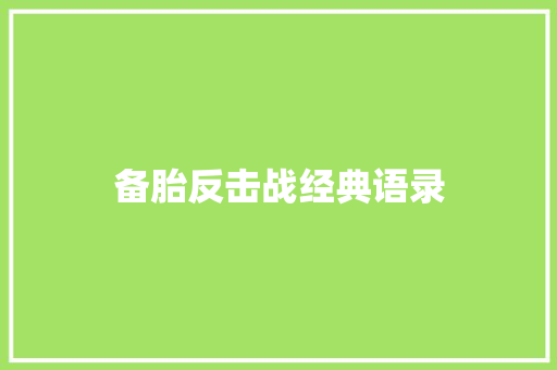 备胎反击战经典语录