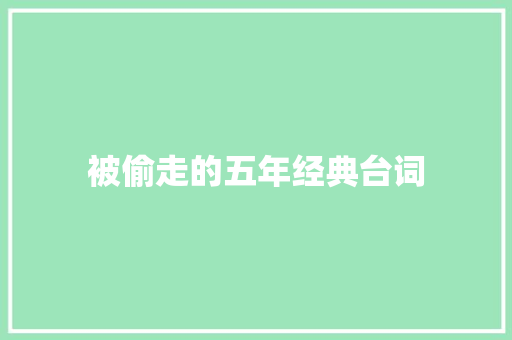 被偷走的五年经典台词