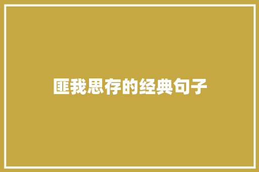 匪我思存的经典句子