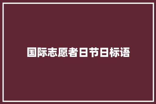 国际志愿者日节日标语