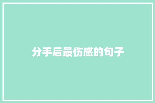 分手后最伤感的句子