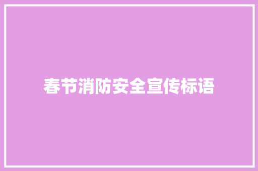 春节消防安全宣传标语
