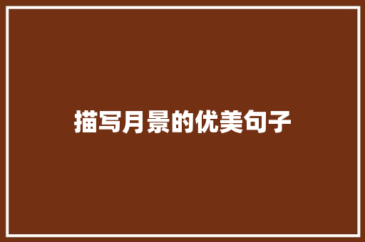 描写月景的优美句子