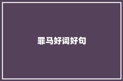 罪马好词好句