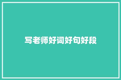 写老师好词好句好段