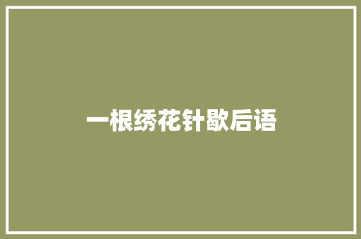 一根绣花针歇后语