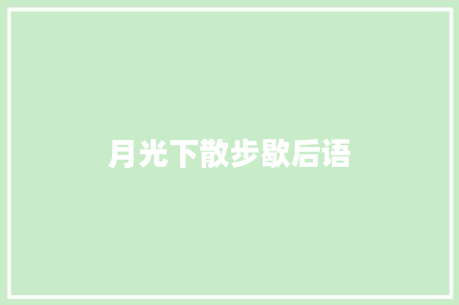 月光下散步歇后语
