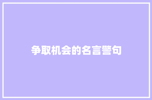 争取机会的名言警句