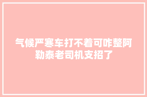 气候严寒车打不着可咋整阿勒泰老司机支招了