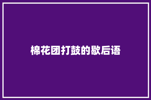 棉花团打鼓的歇后语