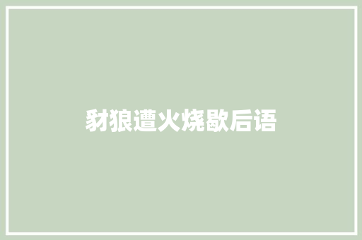 豺狼遭火烧歇后语