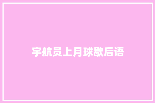宇航员上月球歇后语