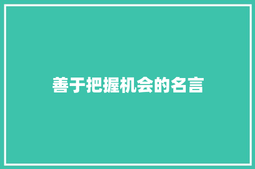 善于把握机会的名言