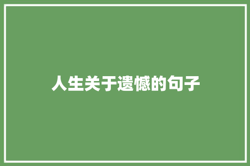 人生关于遗憾的句子