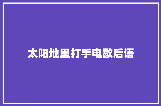 太阳地里打手电歇后语