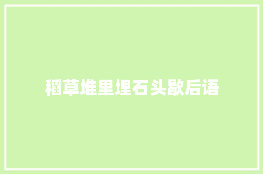 稻草堆里埋石头歇后语