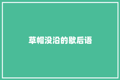 草帽没沿的歇后语