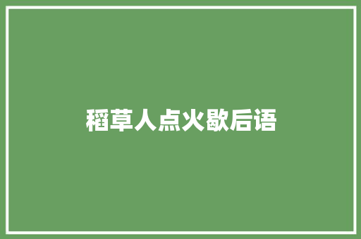 稻草人点火歇后语