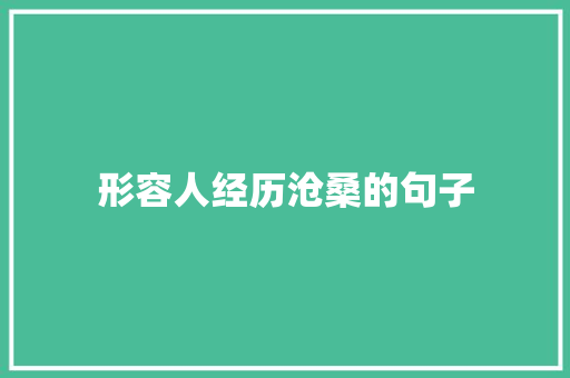 形容人经历沧桑的句子