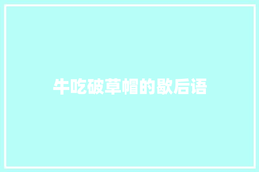 牛吃破草帽的歇后语