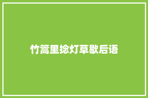 竹篙里捻灯草歇后语