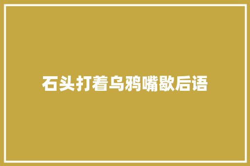 石头打着乌鸦嘴歇后语 知识百科