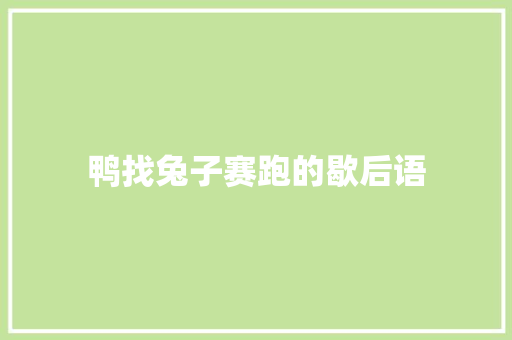 鸭找兔子赛跑的歇后语
