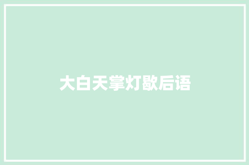 大白天掌灯歇后语