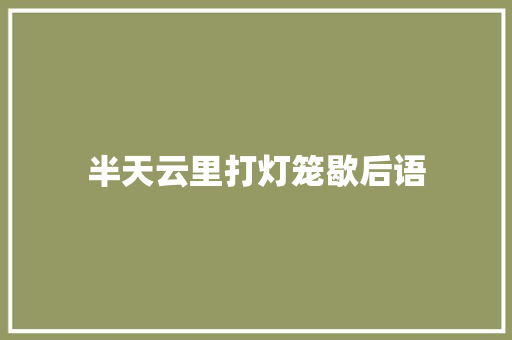 半天云里打灯笼歇后语