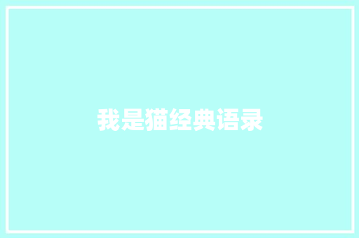 我是猫经典语录