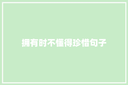 拥有时不懂得珍惜句子