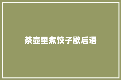 茶壶里煮饺子歇后语