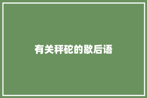有关秤砣的歇后语
