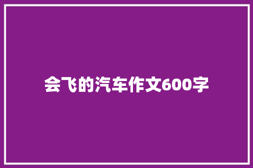 会飞的汽车作文600字